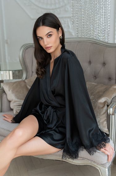 Комплект шелковый с шортами Mia-Amore  Windsor 3885 черный