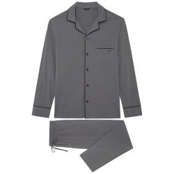 Мужская пижама серая с окантовкой HOM ALBERT Long Sleepwear 402802_4000ZU