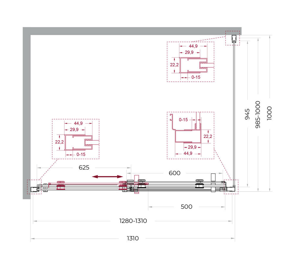 Душевой уголок BelBagno MARINO-2-AH-1-130/100-C-CR 130х100см профиль хром, стекло прозрачное