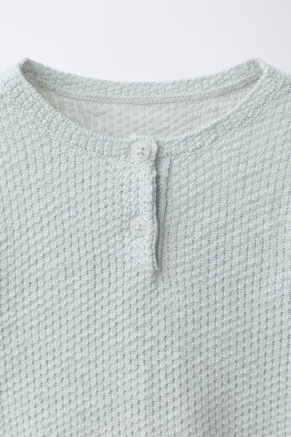 ZARA ДЖЕМПЕР С ВОРОТНИКОМ НА ПУГОВИЦАХ, ПАСТЕЛЬНО-ЗЕЛЕНЫЙ