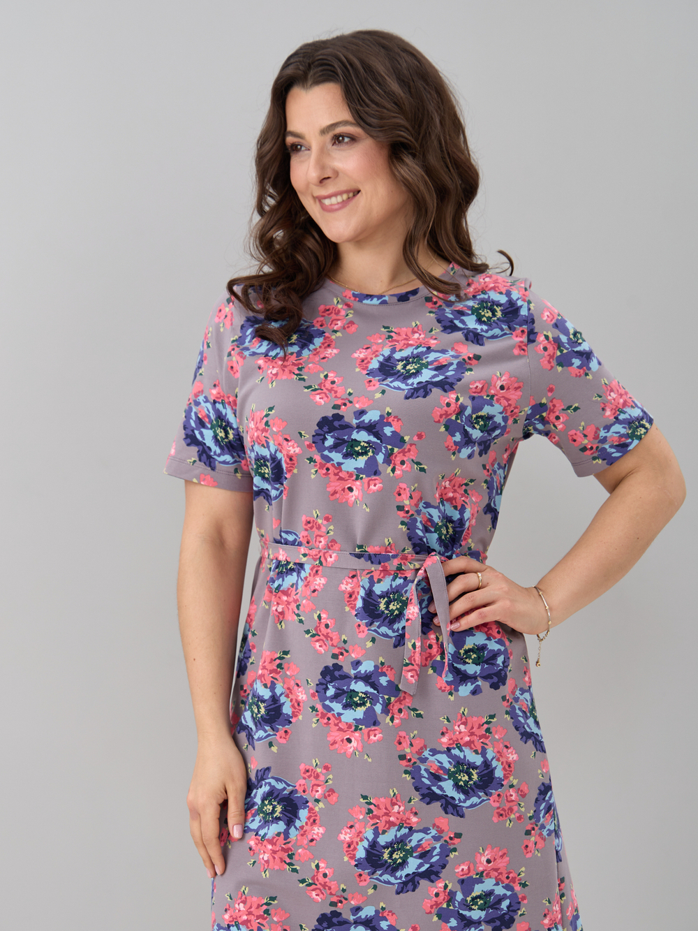 Платье Пкл-137/серый-голубойпион