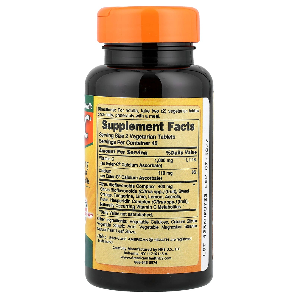 American Health, Ester-C® с цитрусовыми биофлавоноидами, 90 вегетарианских таблеток