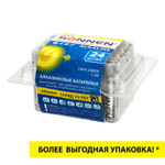 Батарейки комплект 24 шт SONNEN Alkaline ААА (LR03 24А) алкалиновые мизинчиковые короб (2 штуки в упаковке)