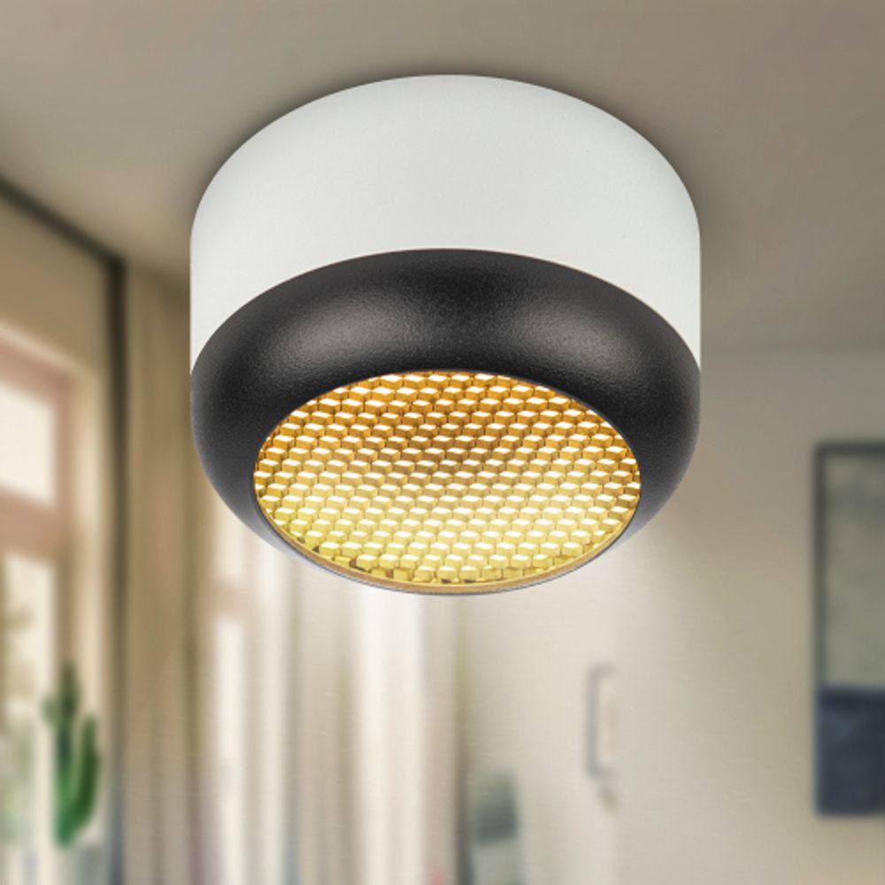 Светильник настенно-потолочный спот ЭРА OL56 WH/BK под лампу GX53 белый/черный IP20