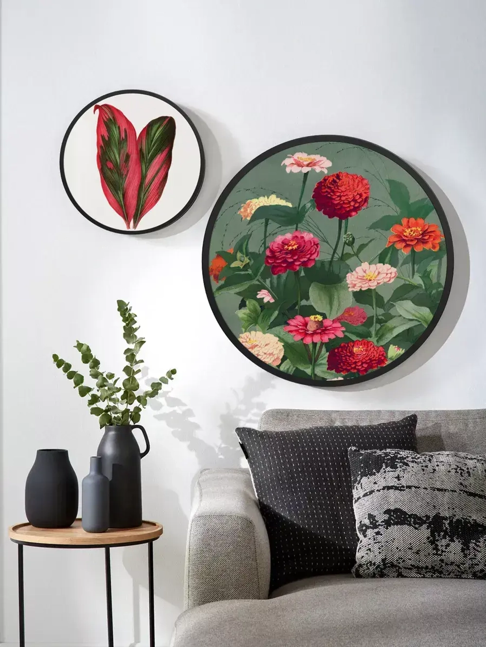 Металлическая круглая рамка 60 см, черная