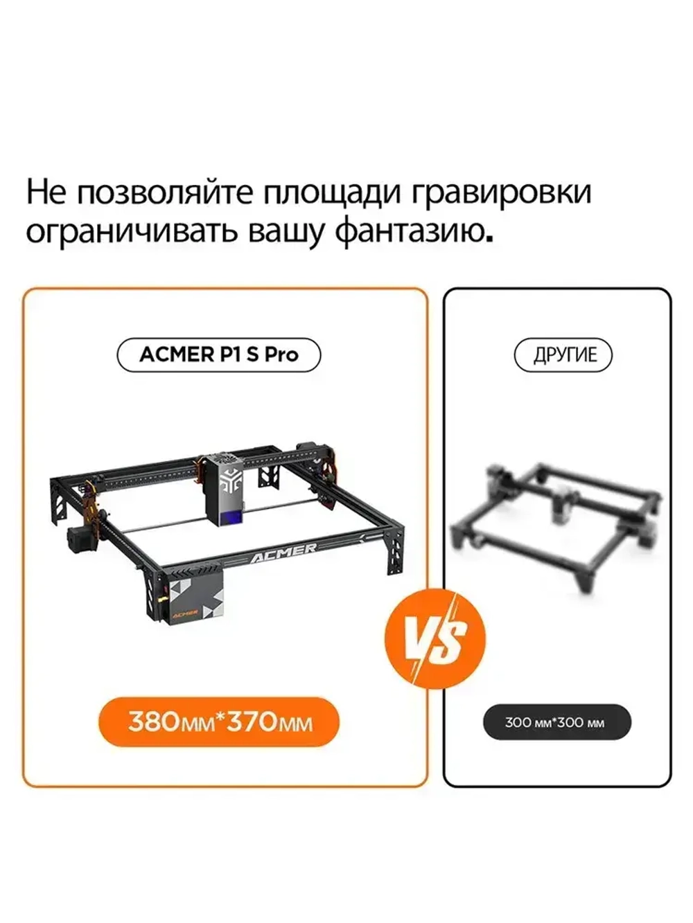 ACMER P1 S Pro 20Вт Лазерный гравер с авто-компрессором 25 л/мин, областью 380*370 мм и резкой фанеры до 25 мм