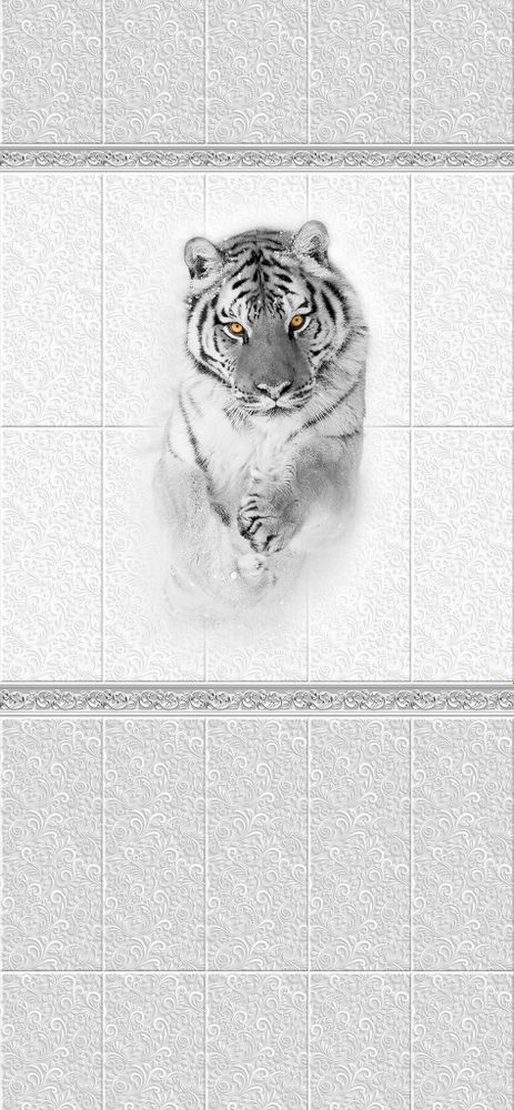 Панель ПВХ Discovery Сибирь тигр Приближение (панно из 3 шт.)