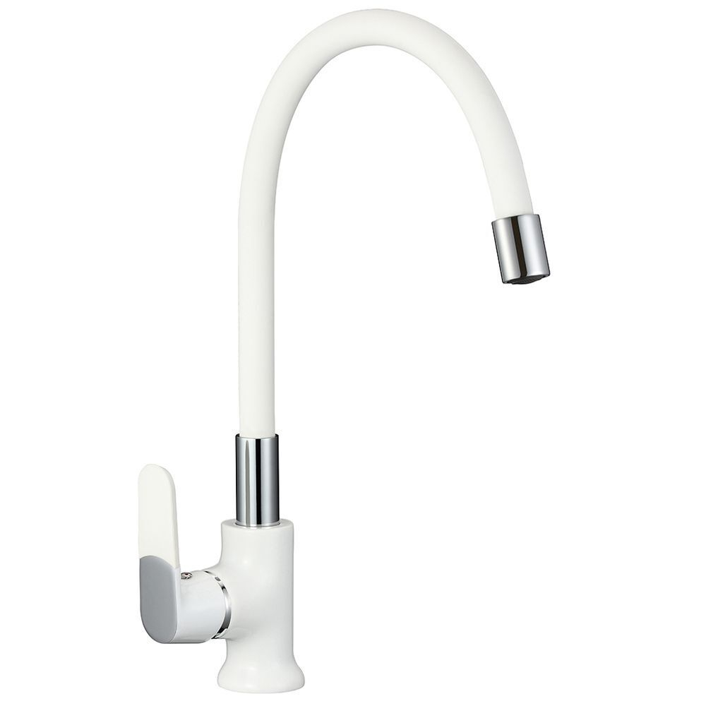 Смеситель для кухни, РМС, гибк излив, с картриджем, бел, SL123W-016F