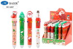 Ручка шариковая автоматическая 10-ти цветная "Новогодние" в ассортименте (Basir)