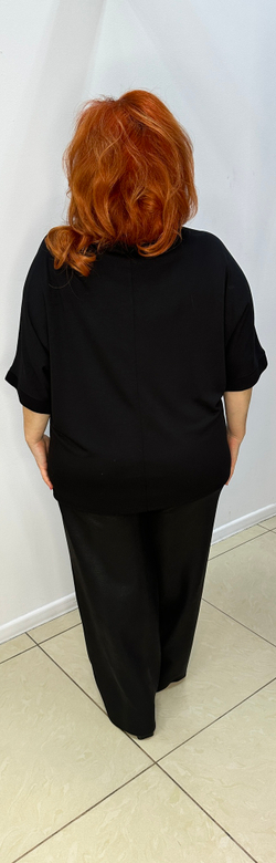 Черный блузон со стразово-леопардовым принтом