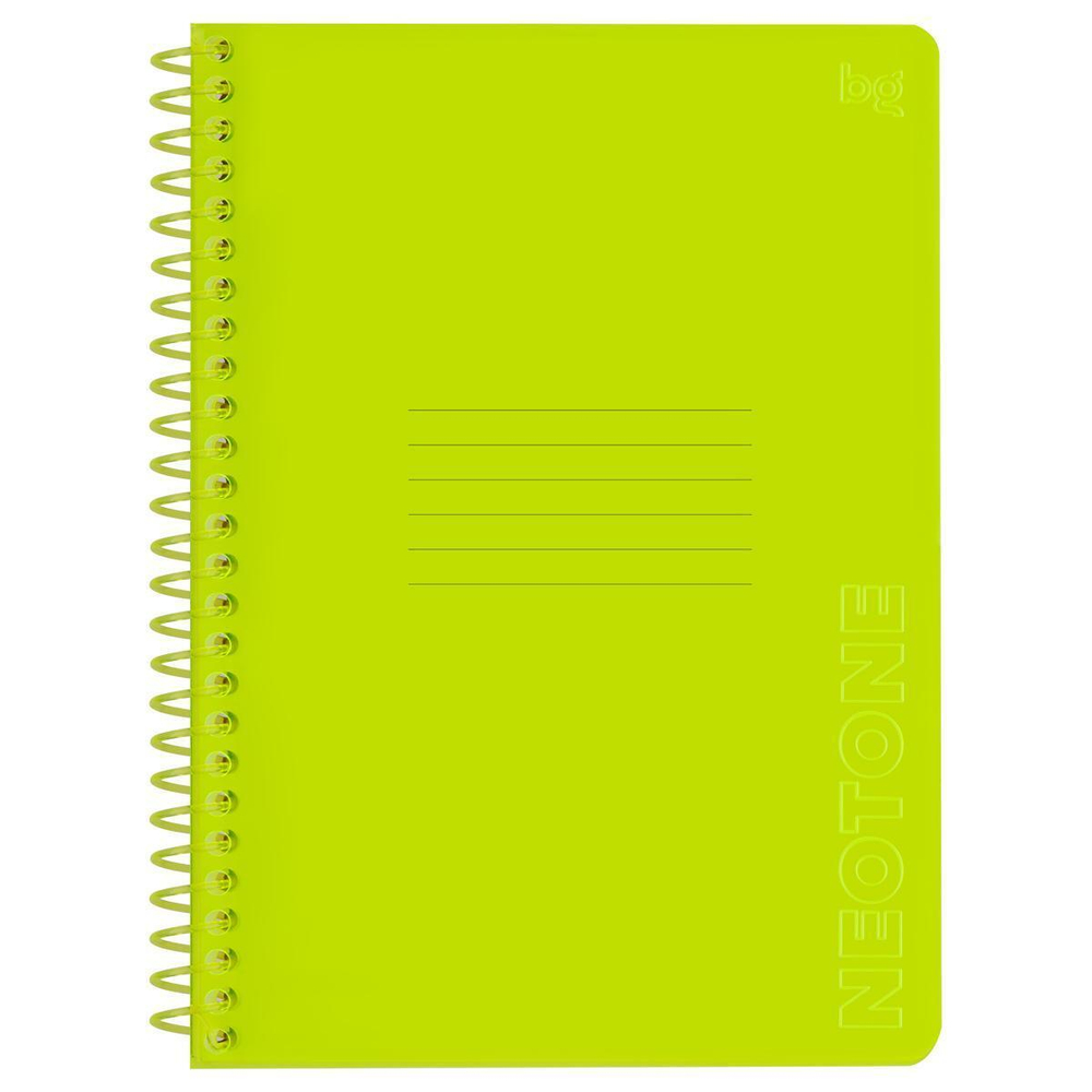 Тетрадь 96л. А5, клетка на пластиковом гребне, пластиковая обложка "Neon. Yellow" (BG)