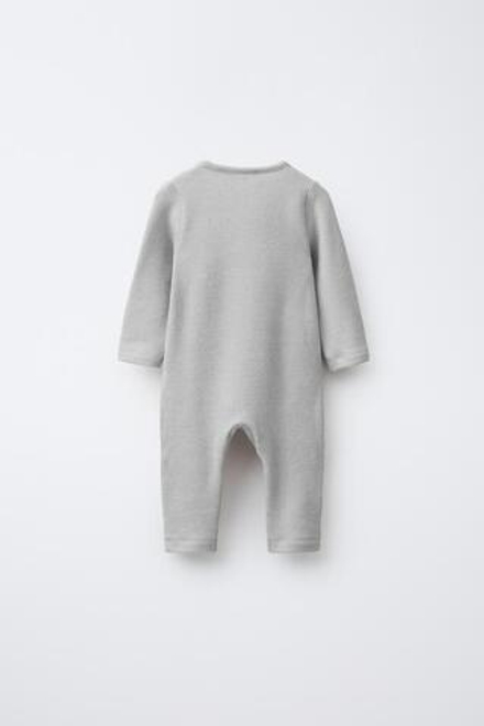 ZARA ДЛИННЫЙ КОМБИНЕЗОН SOFT TOUCH С БАНТАМИ, СВЕТЛО-СЕРЫЙ