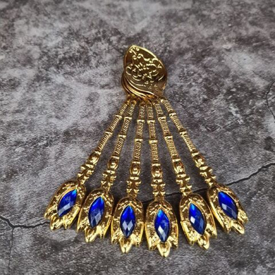 Набор ложек "Тюльпан" с камушком 6 шт/ACAR. Турция (золото-синяя)