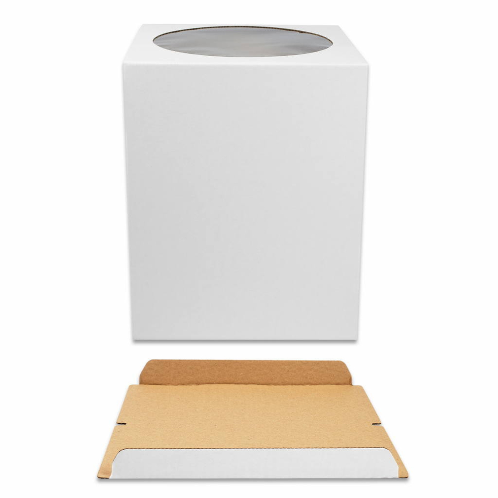 Коробка для торта с окошком 240*240*260 мм белая, 50 шт