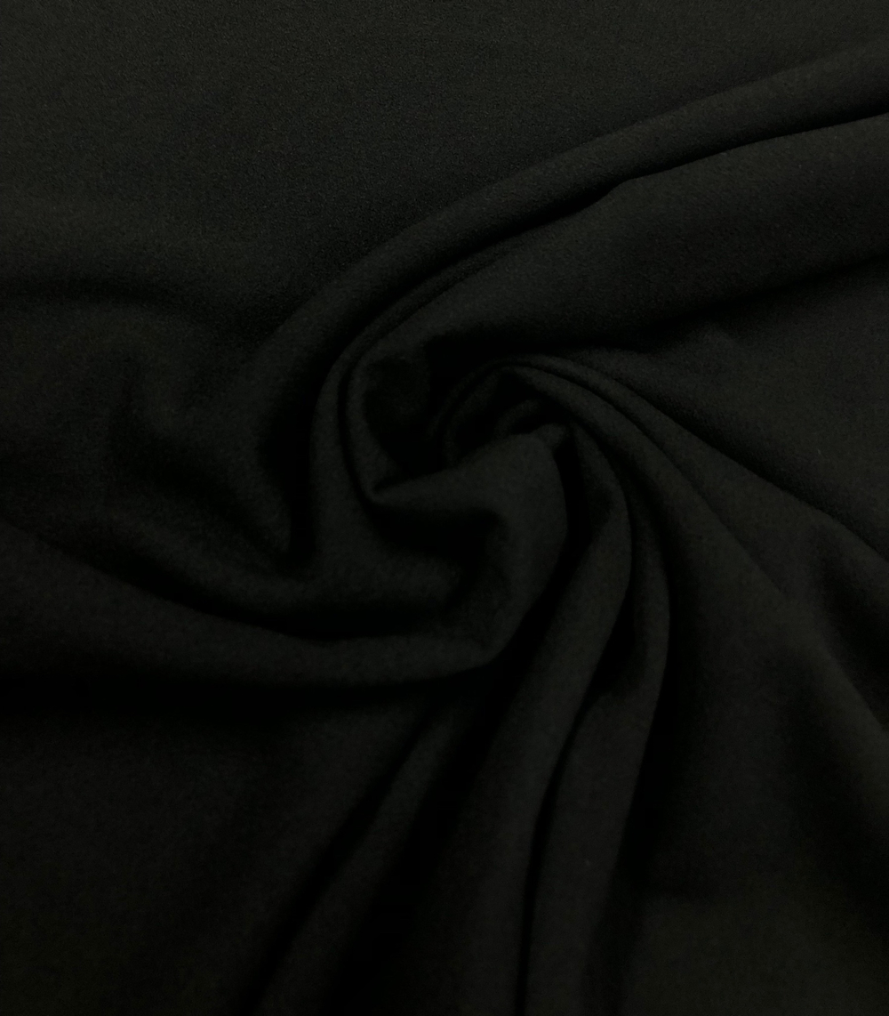 Ткань Креп плательный трикотажный черный, арт. 327642