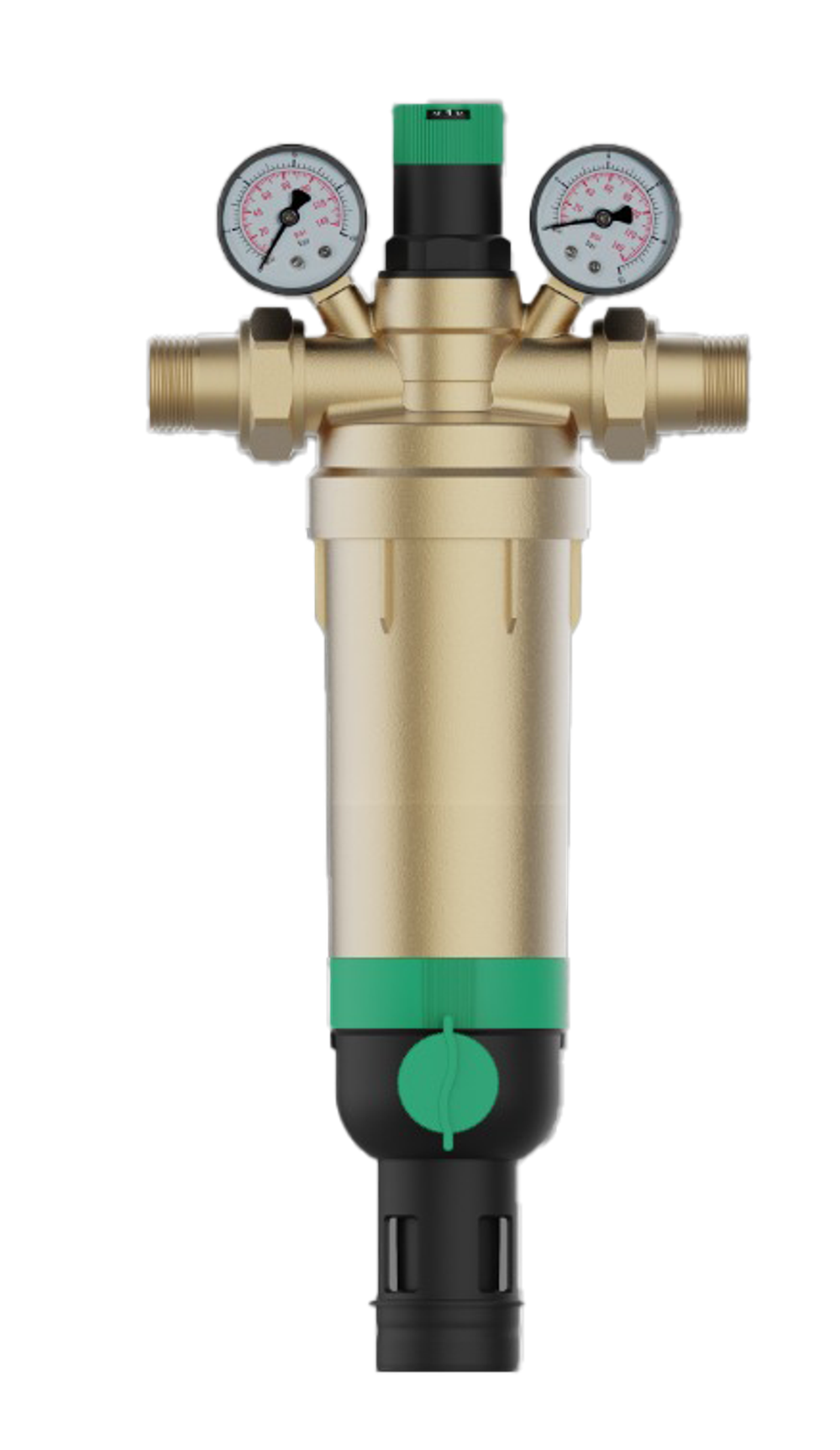 Фильтр с ОБРАТ. промывкой и РЕГ. давления, с 2-я манометрами 1" для ГОР. воды  ViEiR  (5/1шт)