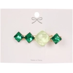 Зажим для волос 1шт на блистере «МИНДАЛЬ», ромбы, цвет зелёный опал, 6*1.5см