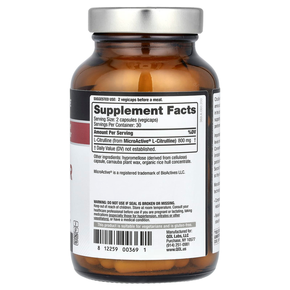 Quality of Life, цитруллин-DR, 60 растительных капсул (400 мг в 1 капсуле)