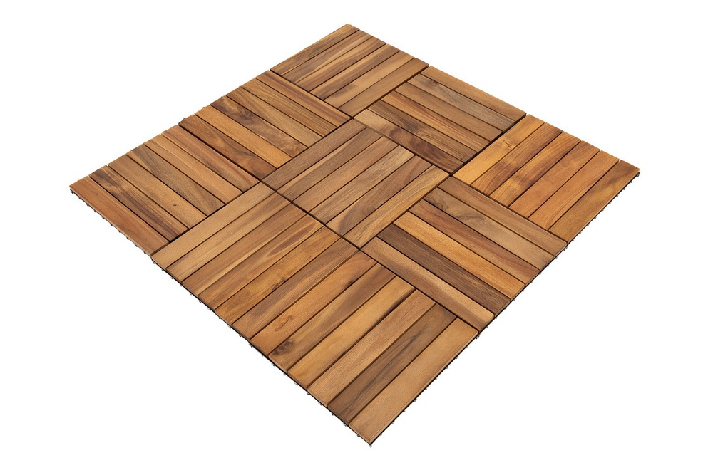 Модульный уличный пол из акации НОРД (6 ламелей), 30×30 см, набор 10 шт