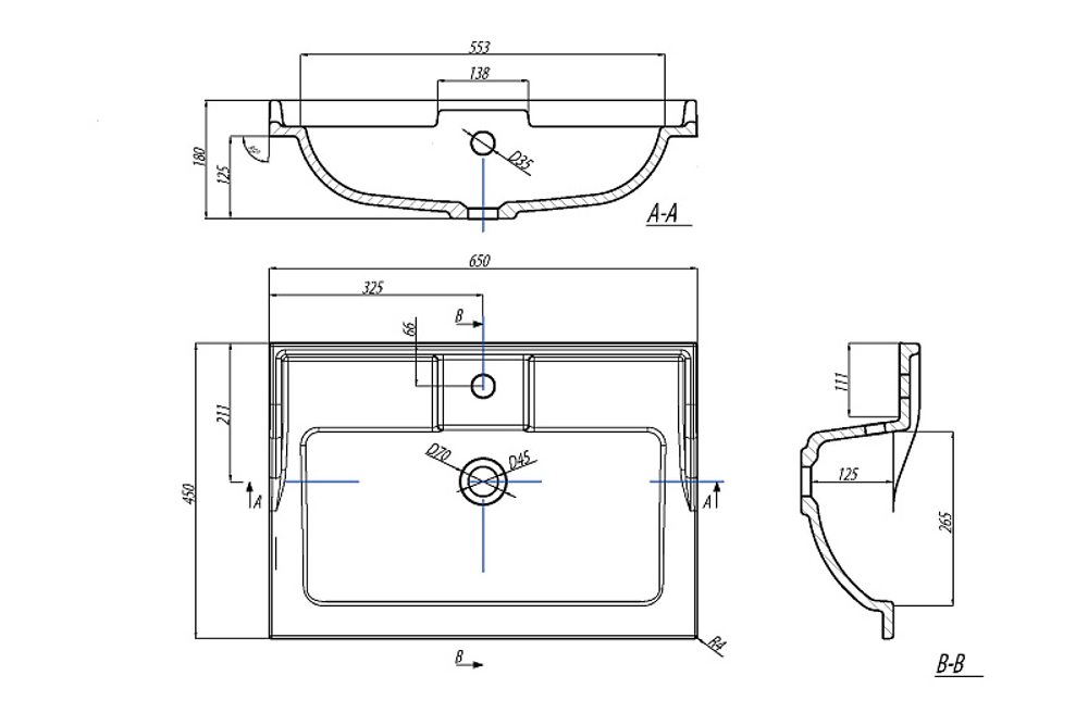 Раковина AQUATON Фабиа 650, белая (1A708731FB010)