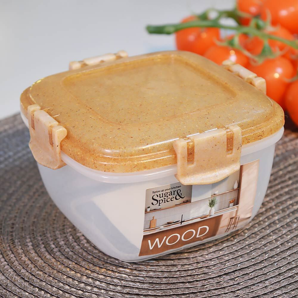 Контейнер для продуктов 0,35л герметичный квадратный "Sugar&Spice Wood"