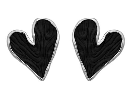 Серьги-гвоздики "Сердце" 24мм, черные