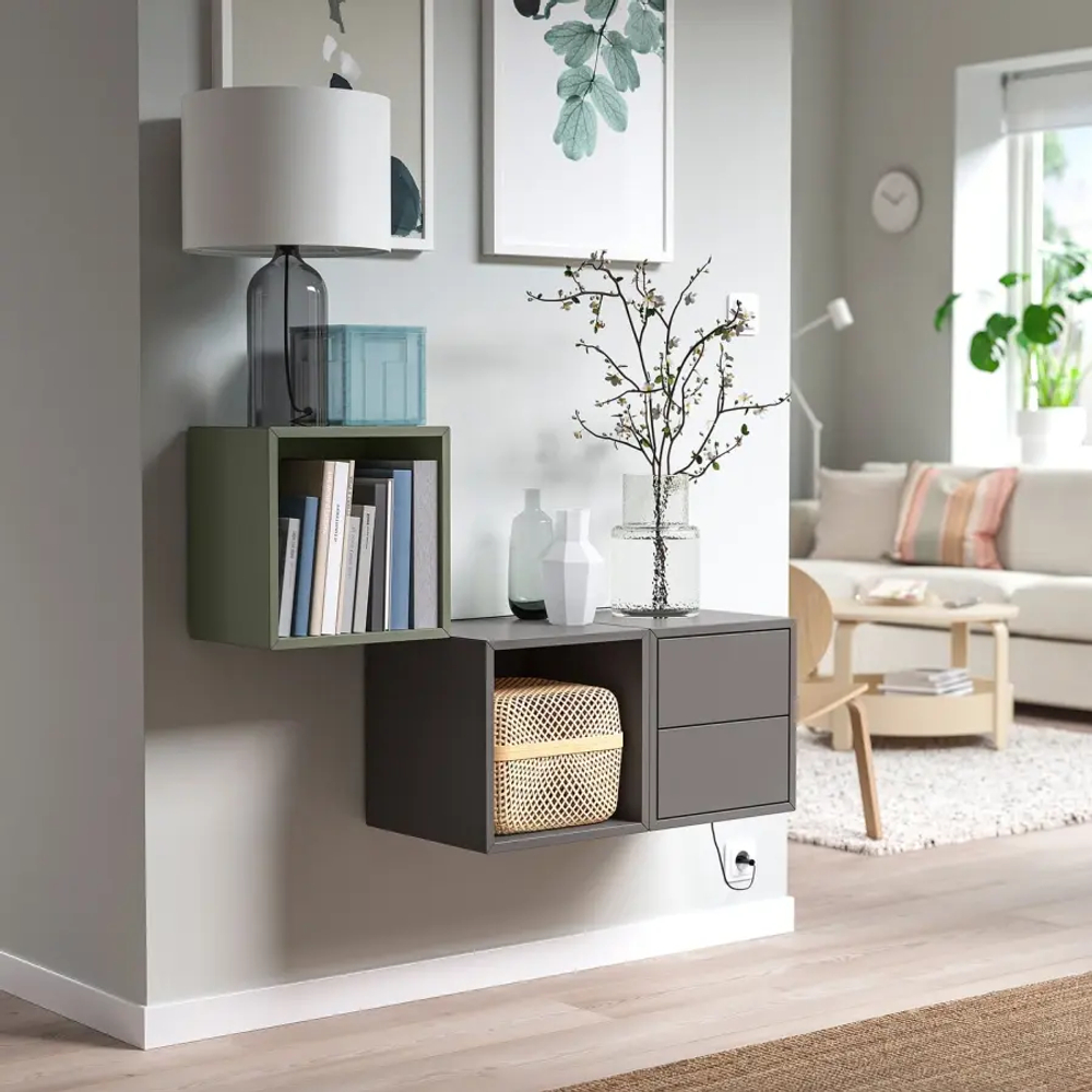 Комбинация для хранения - EKET IKEA/ ЭКЕТ ИКЕА,  105х70 см,   зеленый/темно-серый