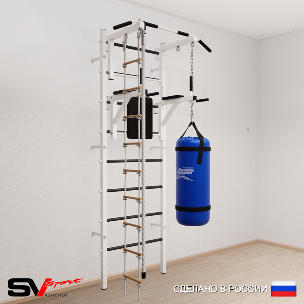 Шведская стенка Sv Sport 5752 (Турник стандарт/Брусья/Канат/Лестница/Цепь/Мешок 22кг)
