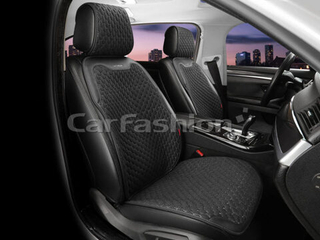 Накидки сидений перед CarFashion (2шт) -Фронт 2D «TERRA FRONT» 26334 -Эко+велюр черн/черн/серый
