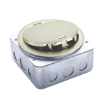 Лючок в пол 4 мод. (2 мод. 45х45 мм.),  серебро,  круглый,  металл,  IP65