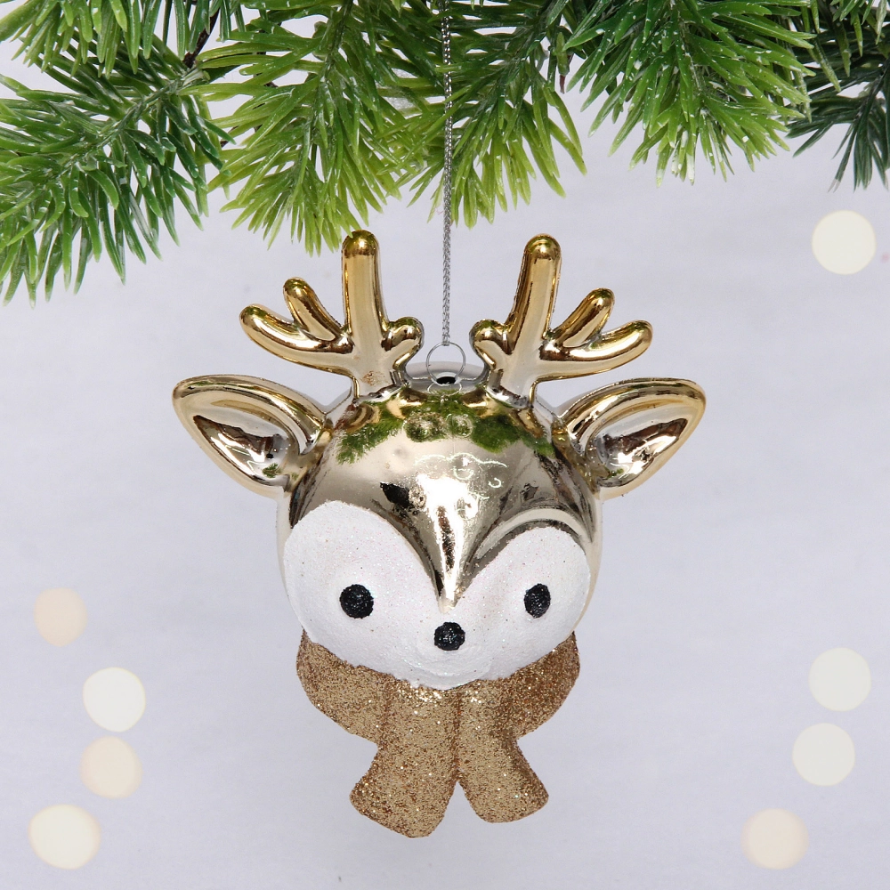 Елочная игрушка «Новогодний олененок» 7*11*10,5 см, золото