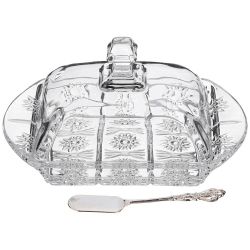 МАСЛЕНКА "MUZA CRYSTAL" 17,5*10,5 СМ. ВЫСОТА=9 СМ. + НОЖ (КОР=24ШТ.)