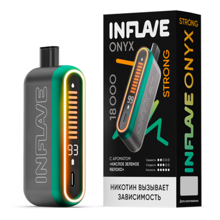 Inflave Onyx Strong Кислое зелёное яблоко 18000 затяжек 20мг (2%)