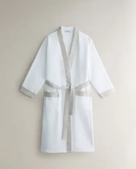 ZARA HOME ХАЛАТ ИЗ СМЕСОВОГО ЛЬНА, БЕЛЫЙ