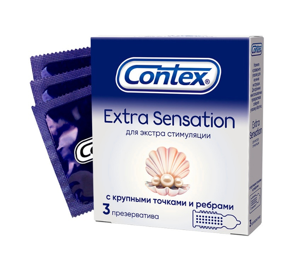 Презервативы Contex Extra Sensation, с крупными точками и ребрами, 3шт