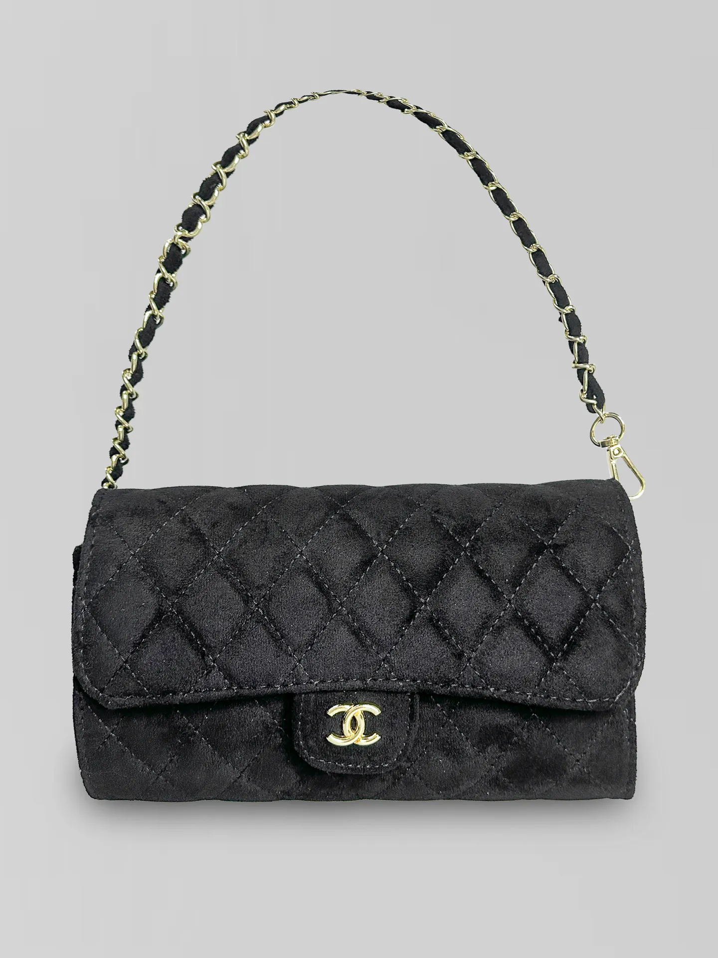 Сумка-клатч 25003 замшевая с золотой фурнитурой