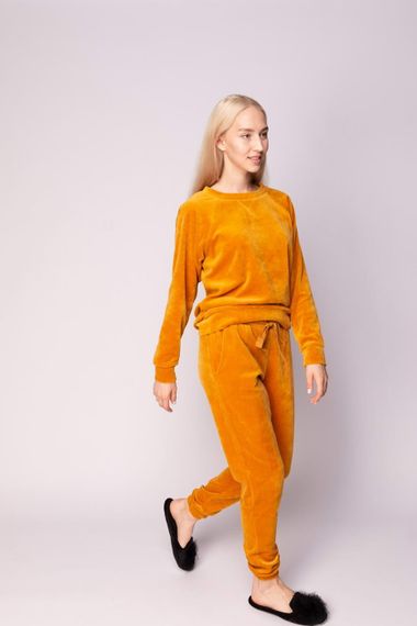 Лорен (горчичный) XS Костюм велюровый