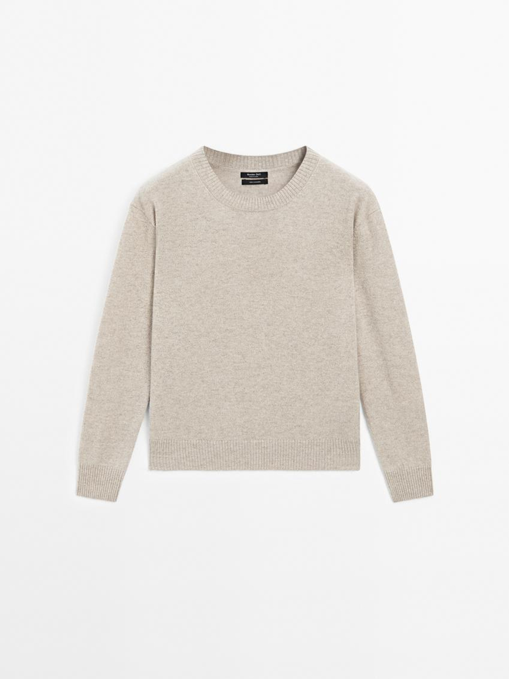 Massimo Dutti Свитер из 100% кашемира с круглым вырезом, норка