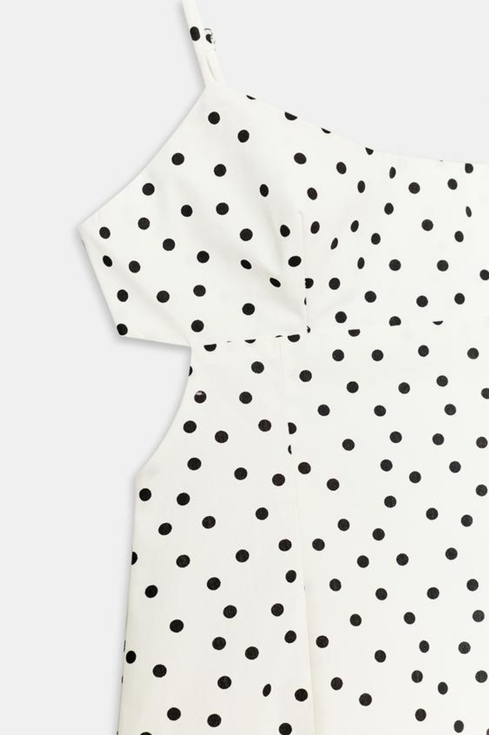 ZARA ПЛАТЬЕ МИДИ В ГОРОШЕК НА БРЕТЕЛЯХ, ЭКРЮ/ЧЕРНЫЙ
