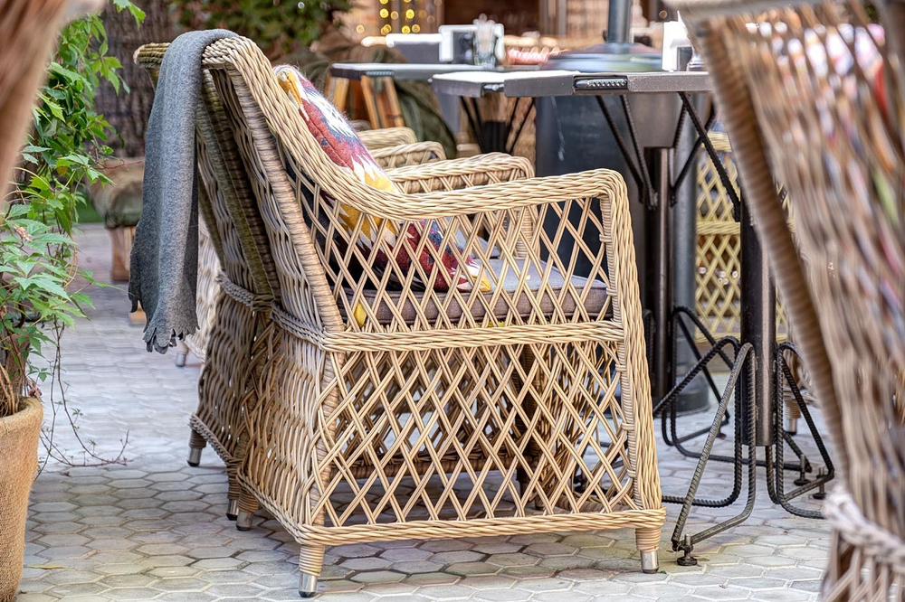 "Латте" плетеное кресло из искусственного ротанга, цвет соломенный