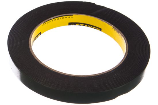 Лента STAYER PROFI монтажная ДВУСТОРОННЯЯ, черная, 12мм х5м