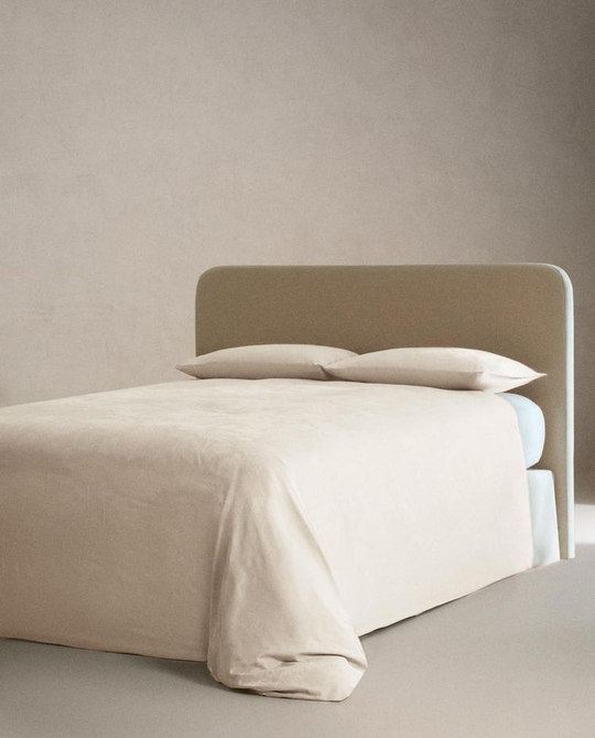 ZARA HOME ЖАККАРДОВЫЙ ПОДОДЕЯЛЬНИК (300 НИТЕЙ), ЖЕЛТОВАТО-БЕЛЫЙ