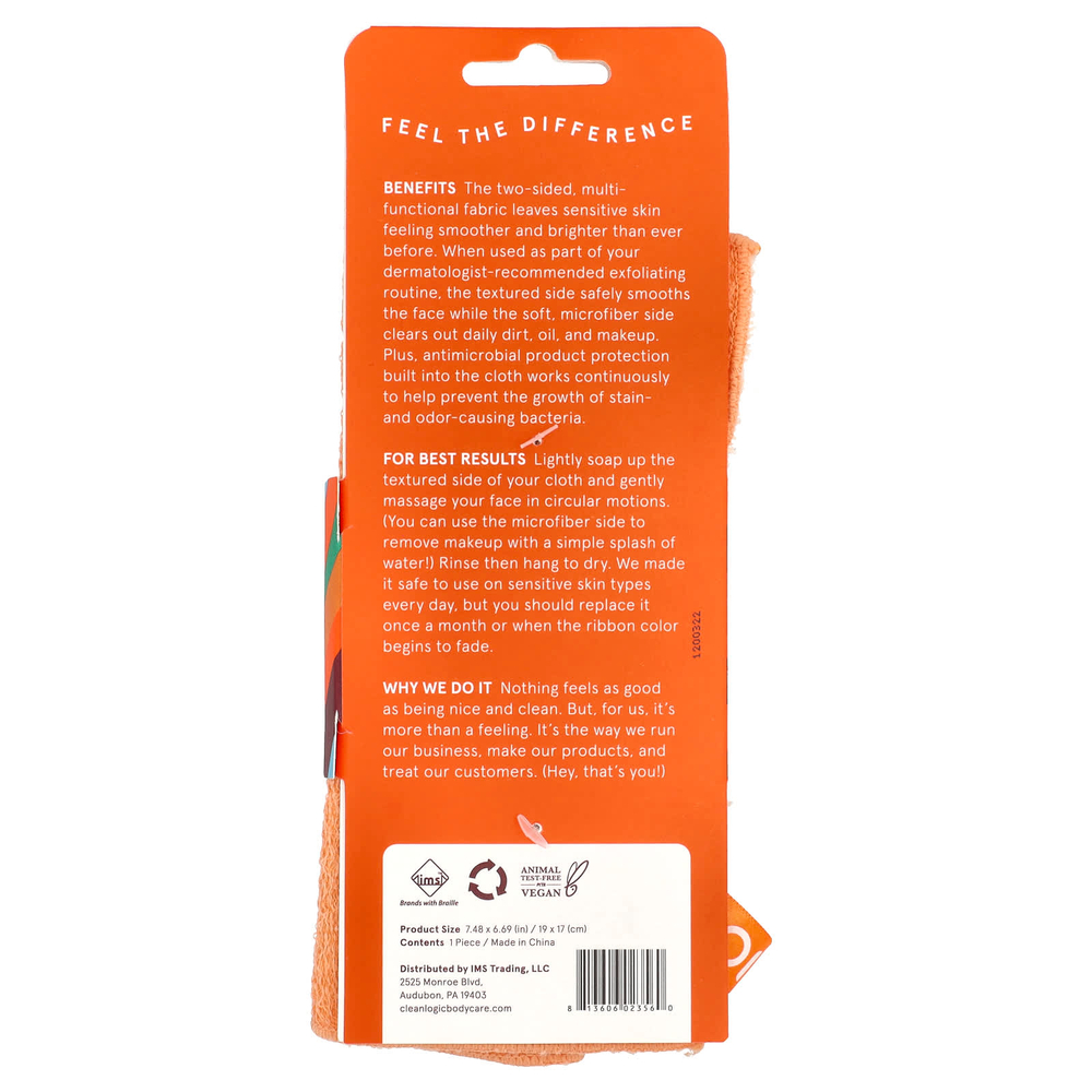 Cleanlogic, Средство для ванны и тела, салфетки для лица с двойной текстурой, 1 шт.