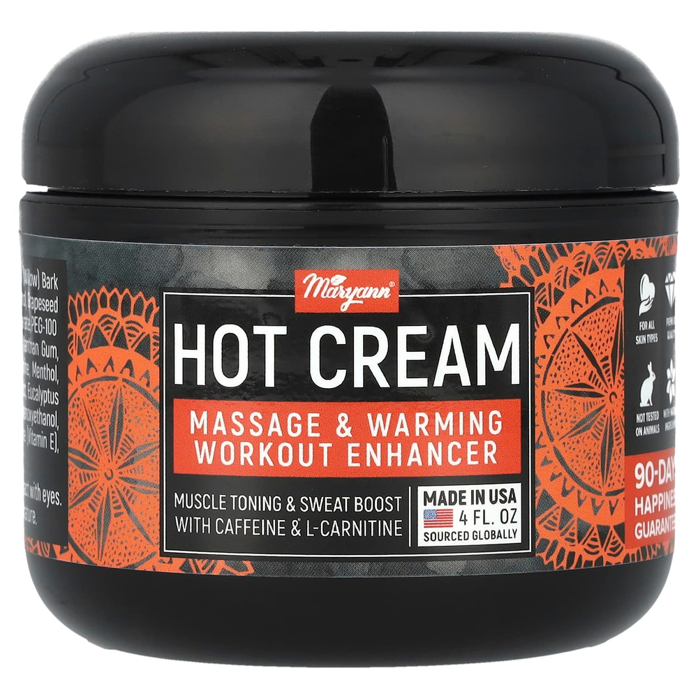 MaryAnn Organics, Hot-Cream, средство для массажа и согревающих тренировок, 4 жидк. унц.