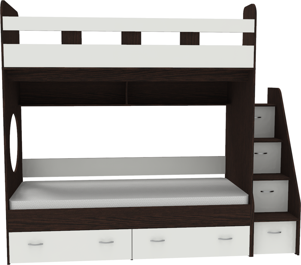 Двухъярусная кровать КарИВи Юниор 1 90х200 Венге Белый