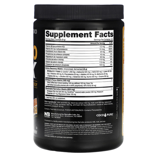 NutraBio, Amino Kick, чай с персиком штата Джорджия, 270 г (0,6 фунта)