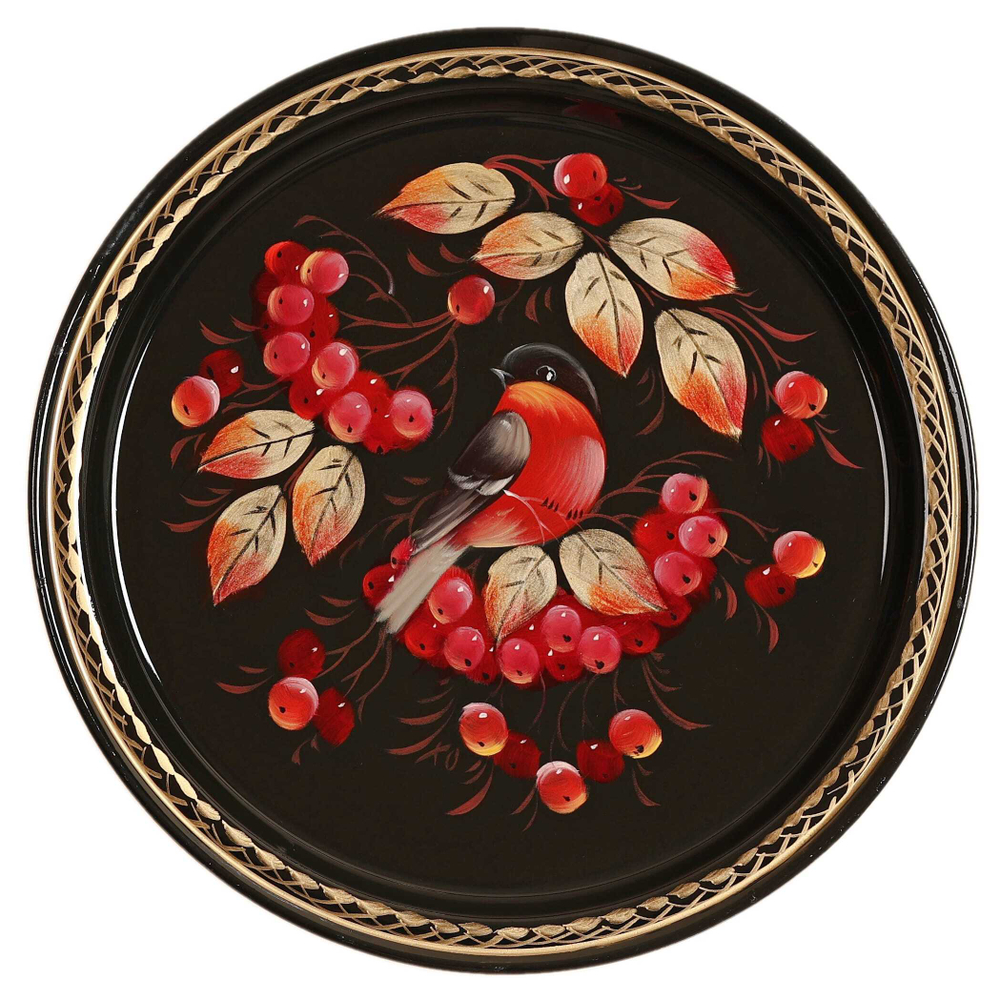 Жостовский поднос декоративный, размер 22 см (A5), металлический