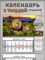 Настенный квартальный трехблочный календарь "Львы"