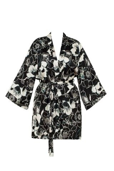 Халат-кимоно Filipa с цветочным принтом (Размер: XXL) (Цвет: черный с бежевым)