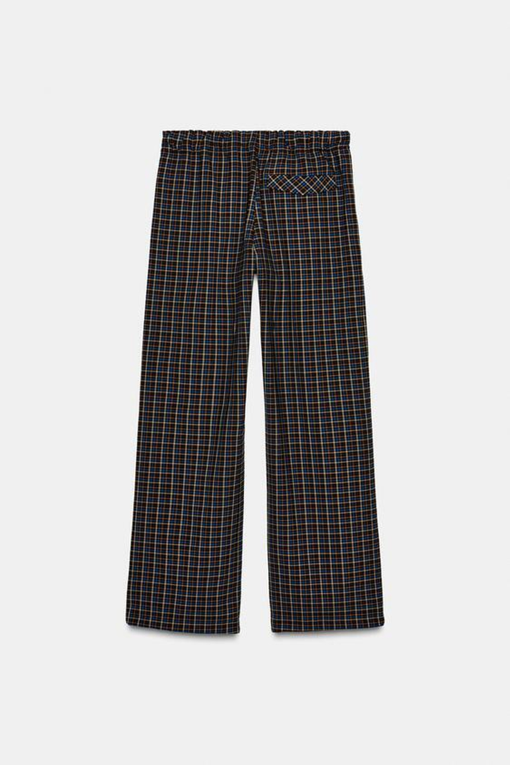 ZARA БРЮКИ В ПИЖАМНОМ СТИЛЕ В КЛЕТКУ, КОРИЧНЕВЫЙ/СИНИЙ
